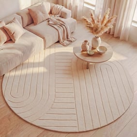 Runder Teppich Wohnzimmer - Charm Arches Beige