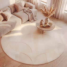 Runder Teppich Wohnzimmer - Charm Circles Beige