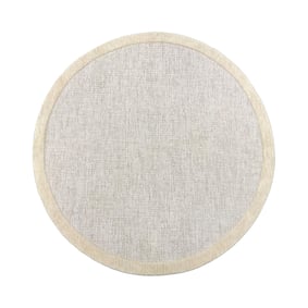 Rund Kurzflor Teppich - Elena Border Beige - sfeer
