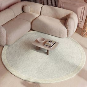 Rund Kurzflor Teppich - Elena Border Taupe