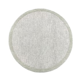 Rund Kurzflor Teppich - Elena Border Grün - sfeer