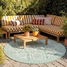 In- & Outdoor Teppich Rund - Summer Oriental Grün