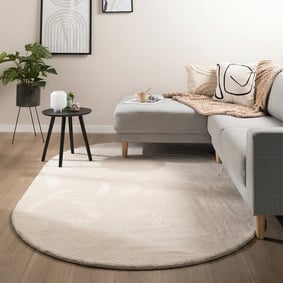Flauschiger Teppich Oval - Cozy Creme