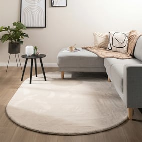 Flauschiger Teppich Oval - Cozy Creme