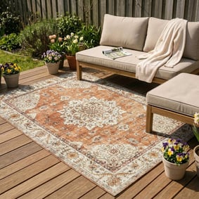 Vintage Gartenteppich - Santo Medaillon Terrakotta