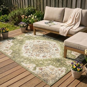 Vintage Gartenteppich - Santo Mandala Grün