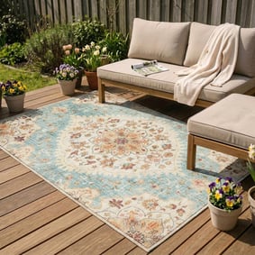 Vintage Gartenteppich - Santo Mandala Hellblau