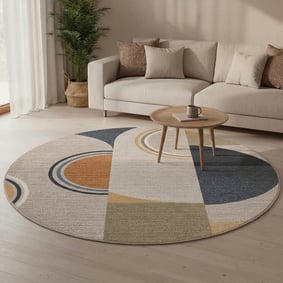 Waschbarer Teppich Rund - Misha Blocks Bunt