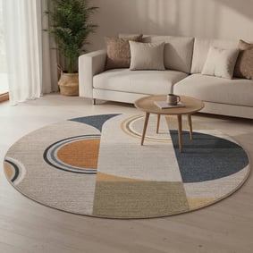 Waschbarer Teppich Rund - Misha Blocks Bunt