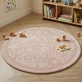 Waschbare Spielmatte Rund - Flo Rosa