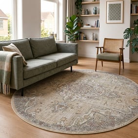 Orientteppich Rund - Leyla Medaillon Taupe
