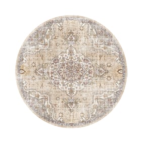 Orientteppich Rund - Leyla Medaillon Taupe - sfeer