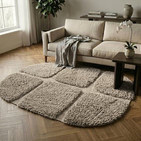Teppich Organisch - Odette Grid Taupe
