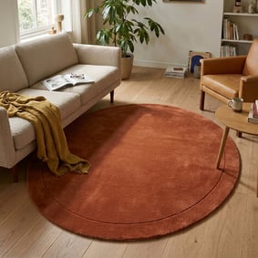 Wollteppich Rund - Isara Border Terracotta