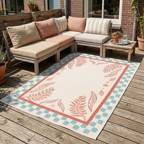 Outdoor-Teppich - Oasis Leaves Blau Rot