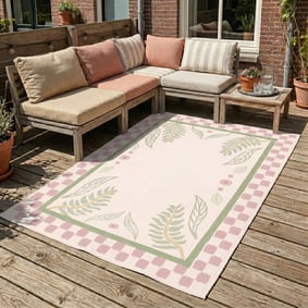 Outdoor-Teppich - Oasis Leaves Rosa Grün