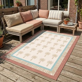Outdoor-Teppich - Oasis Palm Blau Rot