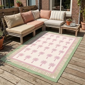 Outdoor-Teppich - Oasis Palm Rosa Grün