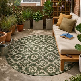 In- & Outdoor Teppich Rund - Rio Flower Grün