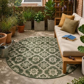 In- & Outdoor Teppich Rund - Rio Flower Grün