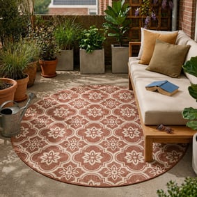 In- & Outdoor Teppich Rund - Rio Flower Rosa