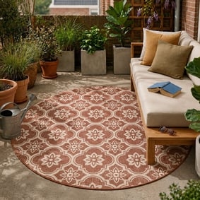 In- & Outdoor Teppich Rund - Rio Flower Rosa