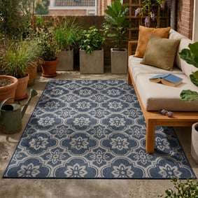 In- & Outdoor Teppich - Rio Flower Blau