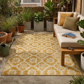 In- & Outdoor Teppich - Rio Flower Gelb