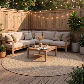 In- & Outdoor Jute Teppich Rund - Bali Beige