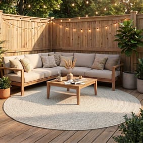 In- & Outdoor Jute Teppich Rund - Bali Weiß