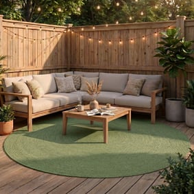 In- & Outdoor Jute Teppich Rund - Bali Grün