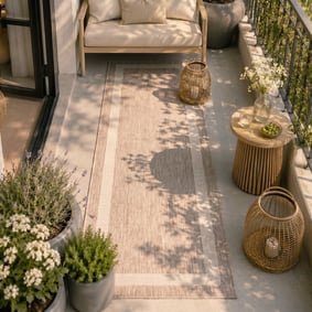 Balkonteppich - Sierra Border Beige Creme