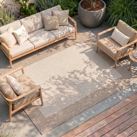 In- & Outdoor Teppich - Sierra Border Creme Beige