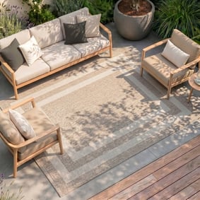 In- & Outdoor Teppich - Sierra Frame Beige Creme