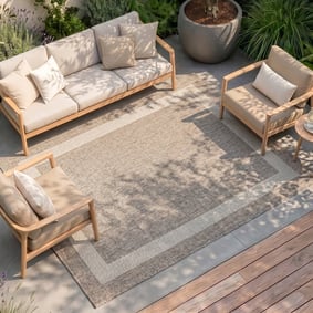 In- & Outdoor Teppich - Sierra Border Beige Creme