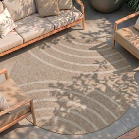 In- & Outdoor Teppich Rund - Sierra Curves Beige Creme