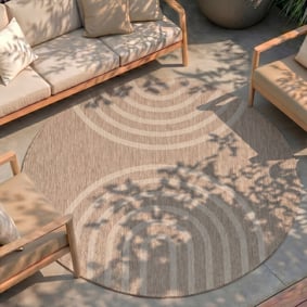 In- & Outdoor Teppich Rund - Sierra Arches Beige Creme