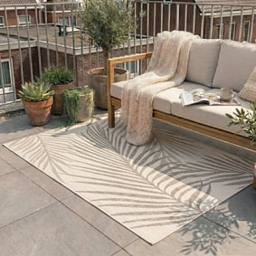 In- & Outdoor Jute Teppich - Nomad Leaves Creme
