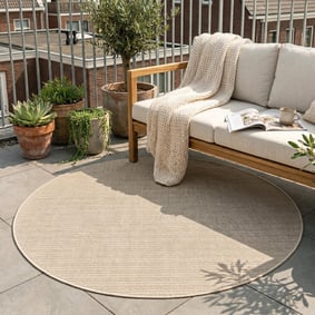In- & Outdoor Jute Teppich Rund - Nomad Melange Creme