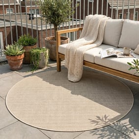 In- & Outdoor Jute Teppich Rund - Nomad Melange Creme
