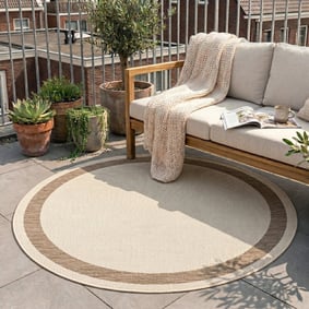 In- & Outdoor Jute Teppich Rund - Nomad Edge Creme