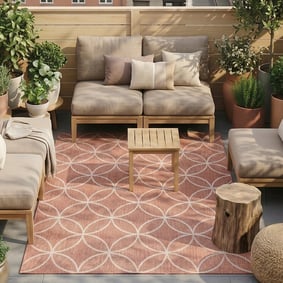 Geometrischer Outdoor Teppich - Faro Ripple Rosa