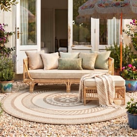 Garden Teppich Rund - Nusa Medallion Beige Creme