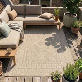 In- & Outdoor Jute Teppich - Atlas Aztec Braun Creme