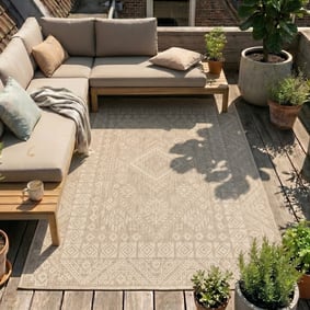 In- & Outdoor Jute Teppich - Atlas Aztec Braun Creme