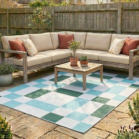Retro In- & Outdoorteppich - Pop Cubes Grün