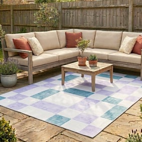 Retro In- & Outdoorteppich - Pop Cubes Lila