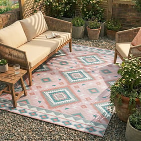 Outdoor Teppich Boho - Vedra Aztec Rosa