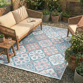 Outdoor Teppich Boho - Vedra Tile Blau