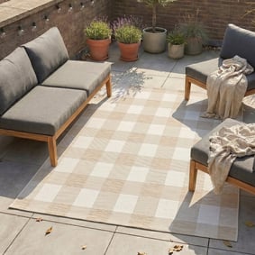 In- & Outdoor Teppich - Ranch Checkerboard Beige